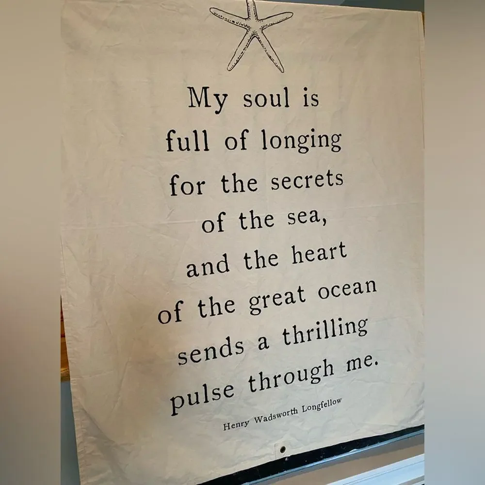 Coastal Wall Hanging Quote By Henry Wadsworth Longfellow‎
